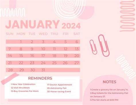 2024 January Calendar Wallpaper Free Download - Calendar Aesthetic 2024