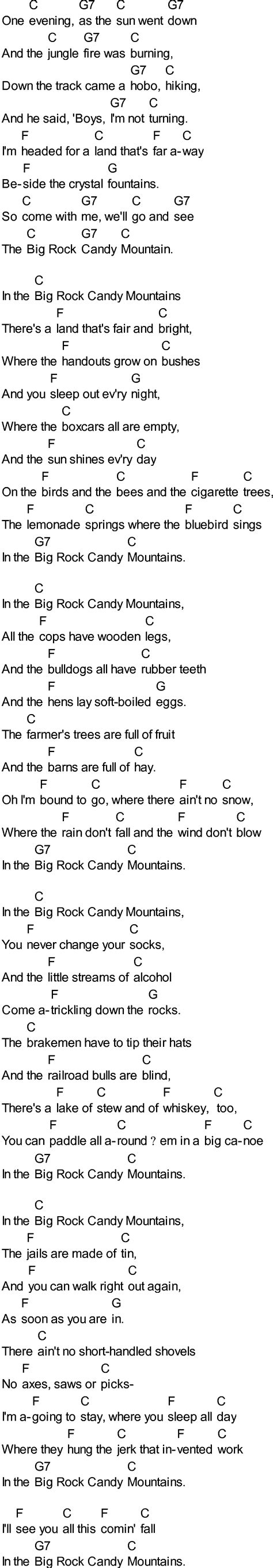 Bluegrass songs with chords - Big Rock Candy Mountain