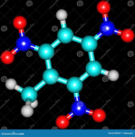 Trinitrotoluene Molecular Structure on Black Background Stock Illustration - Illustration of ...