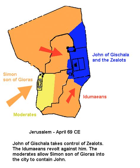 Josephus Maps - The Factions Battle for Jerusalem, 68-70 CE