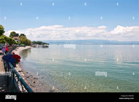 Publier, Amphion-les- Bains beach, Lake Geneva, near Evian-les-Bains ...