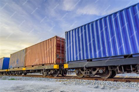 Premium Photo | Container Freight Train.