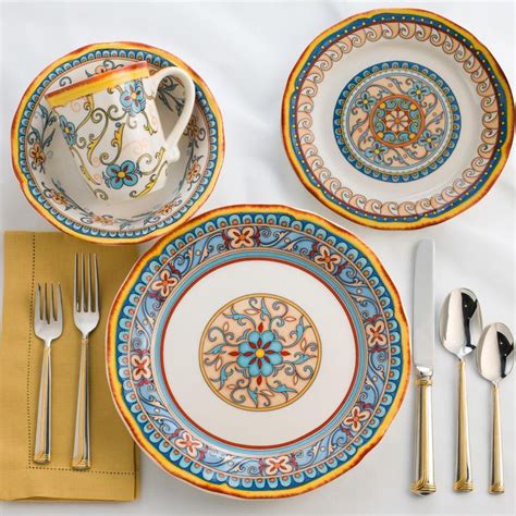 Euro Ceramica Duomo 32-Piece Patterned Multicolor/Italian Design ...