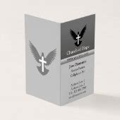 Dove with Cross Gray Vertical Folded Business Card | Zazzle