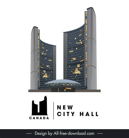 Canada city advertising poster template new city hall architecture ...