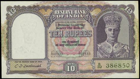 British India 10 Rupee Note 1943 King George VI|World Banknotes & Coins Pictures | Old Money ...