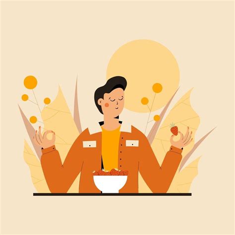 Mindful eating meditation 2572350 Vector Art at Vecteezy