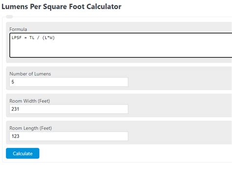 Lumens Per Square Foot Calculator - Calculator Academy