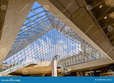 Inside the Glass Pyramid of the Louvre Museum Editorial Stock Image - Image of symbol ...