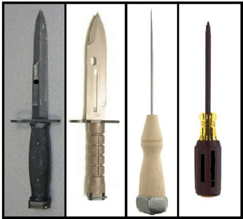 Examples of weapons used in stabbing injuries. From left to right:... | Download Scientific Diagram