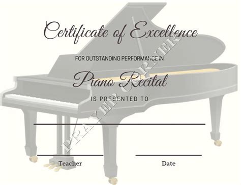 Printable Piano Recital Certificates Editable Printable Music - Etsy