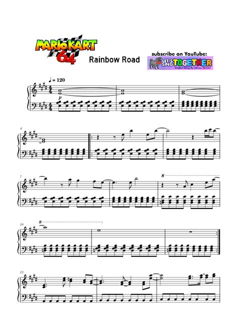 Mario Kart 64 Rainbow Road – easy/moderate piano Sheet music for Piano (Solo) | Musescore.com