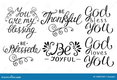 6 Hand Lettering Quotes Be Thankful, Joyful, Blessed, God Loves You ...