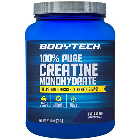 Bodytech 100% Pure Creatine Monohydrate Unflavored Powder 31.9oz 181 ...