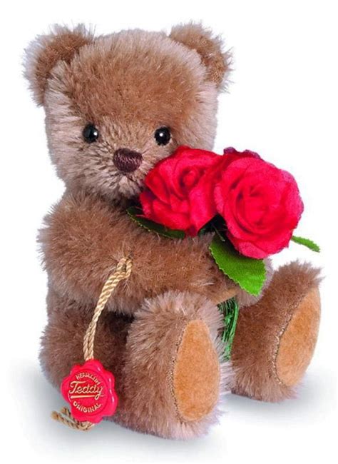 Teddy Bear with roses by Teddy Hermann - 15cm from The Bear Garden | Плюшевые медведи, Медведь ...