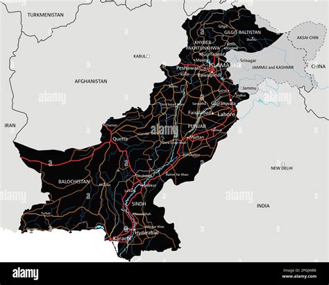 High detailed Pakistan road map with labeling Stock Vector Image & Art - Alamy