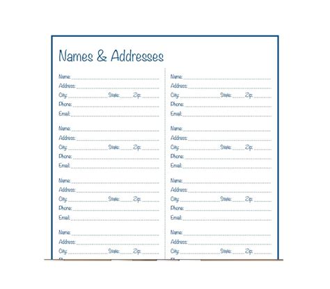 Editable printable address book template - snocases