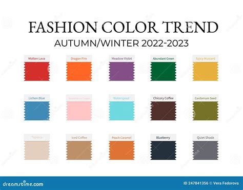 Fashion Color Trend Autumn - Winter 2022 - 2023. Trendy Colors Palette Guide. Fabric Swatches ...