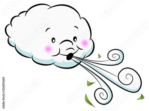 Adorable Cloud Blowing Wind Stock Vector | Adobe Stock