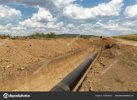 Gas Oil Pipeline Construction Pipes Welded Together Big Pipeline Construction Stock Photo by ...