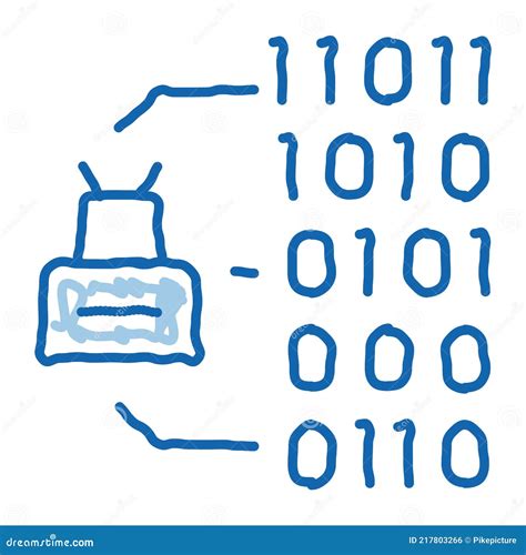 Binary Code Doodle Icon Hand Drawn Illustration Stock Vector - Illustration of black, human ...