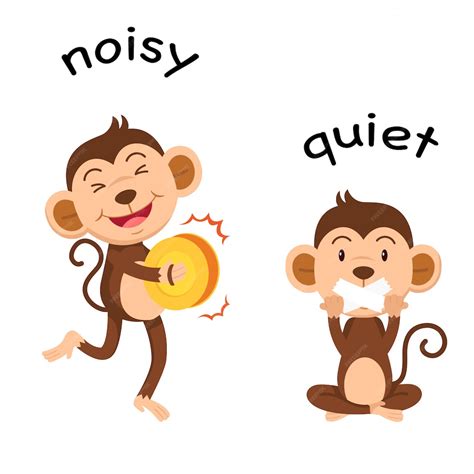 Premium Vector | Opposite words noisy and quiet