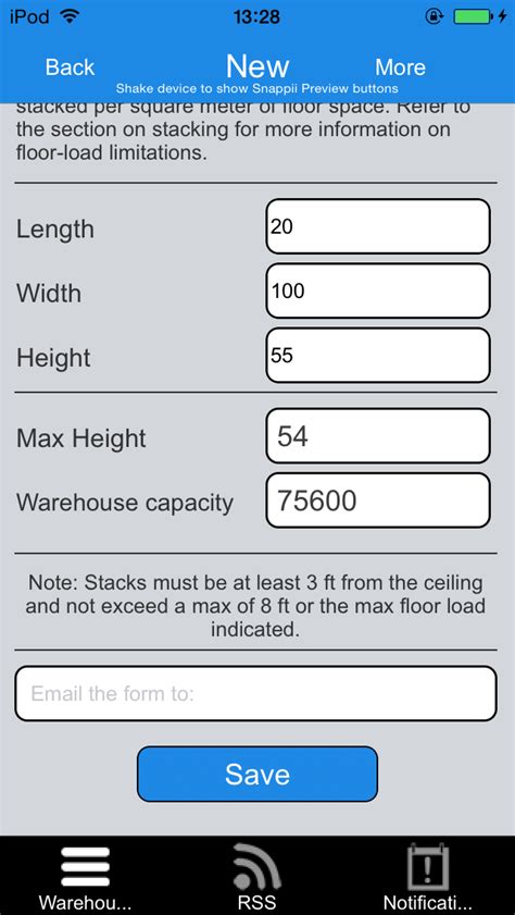 Warehouse Space Calculator App