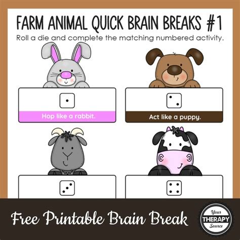 Brain Break Exercises - Freebie Too - Your Therapy Source