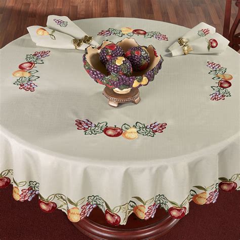 Fruitful Embroidered Round Tablecloth