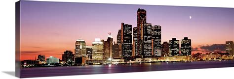 Night Skyline Detroit MI Wall Art, Canvas Prints, Framed Prints, Wall ...