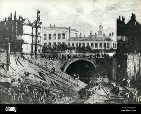 1863 - Photo shows A railway cutting under construction. London Stock ...