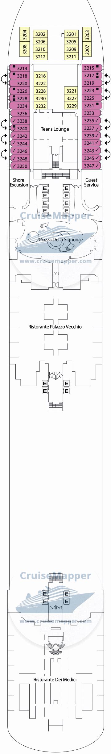 Carnival Firenze deck 18 plan | CruiseMapper