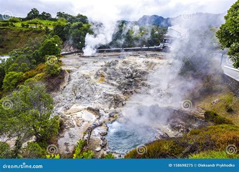 Hot Thermal Springs in Furnas, Azores, Portugal Stock Image - Image of geothermal, geyser: 158698275