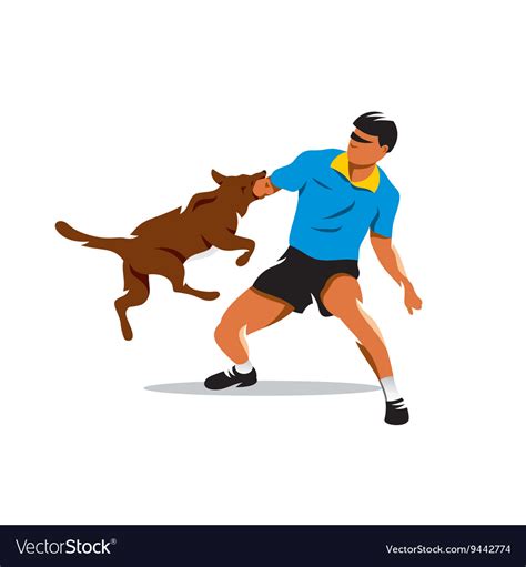 Dog training biting and man cartoon Royalty Free Vector