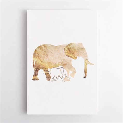 White Gold Elephants Wall Art