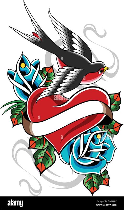 heart tattoo emblem Stock Vector Image & Art - Alamy