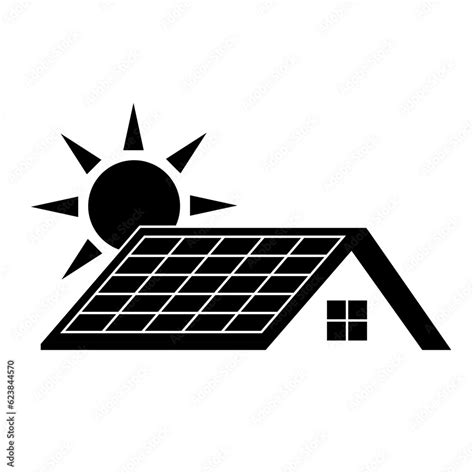 Solar Panel on Roof Logo. Solar Energy Logo. Solar Panel on Roof at Home. Vector Illustration ...