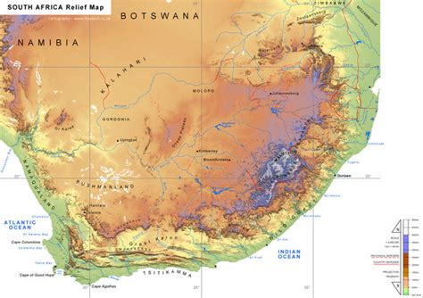 South Africa Physical Map - South Africa • mappery