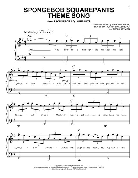 SpongeBob SquarePants Theme Song | Sheet Music Direct