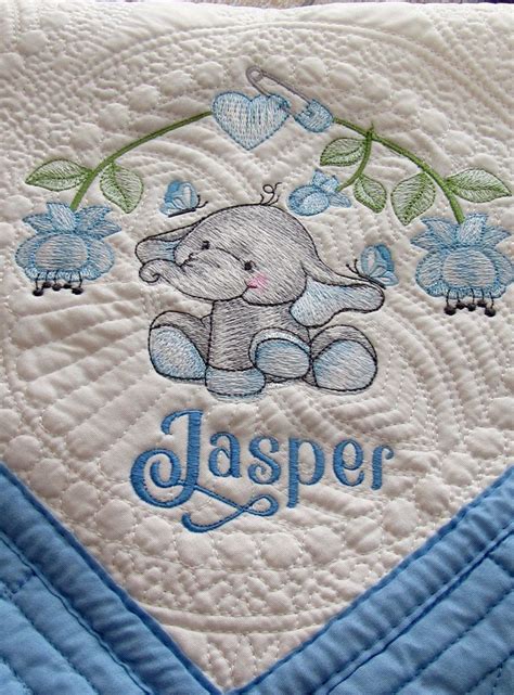 Embroidered Baby Quilt Personalized Heirloom Baby Quilt with | Etsy in ...