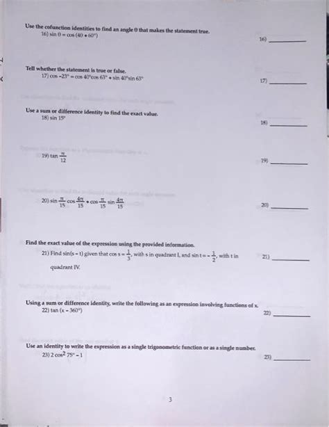 Solved Use the cofunction identities to find an angle θ that | Chegg.com