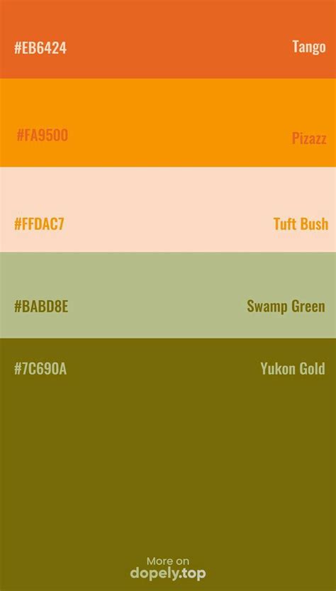 the color scheme for different shades of green, orange, yellow and red in various colors