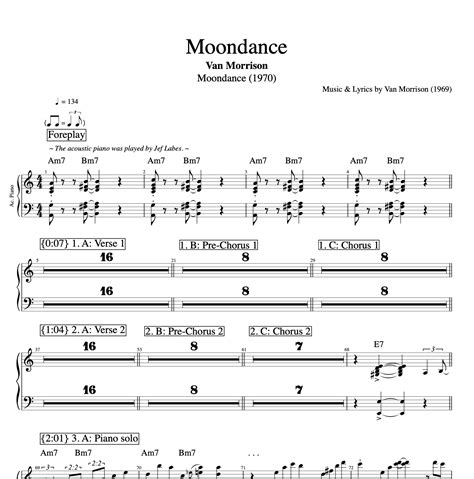 "Moondance" · Van Morrison || Bass + Piano solo || Sheet music + Tab + Chords — Play Like The ...