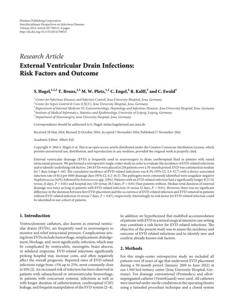 (PDF) External Ventricular Drain Infections: Risk Factors and Outcome