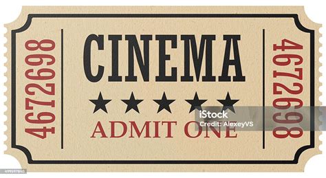 Retro Cinema Ticket Isolated Stock Photo - Download Image Now - Movie Ticket, Ticket, Film ...