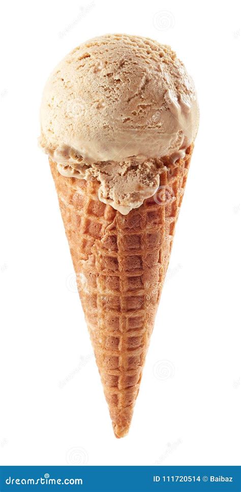 Caramel Ice Cream with Cone Stock Photo - Image of flavor, portion ...