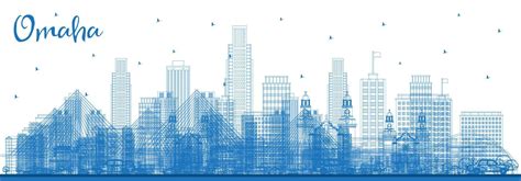 Outline Omaha Nebraska City Skyline with Blue Buildings. 17797510 ...