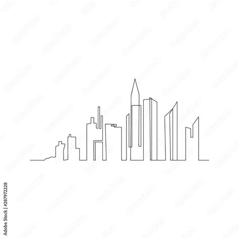 continuous line drawing of big city. isolated sketch drawing of big city line concept. outline ...