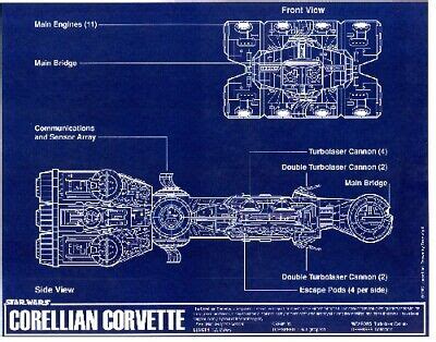 Star Wars Rebel Corellian Corvette Blueprint 11x14 w/Top Loader Display | eBay