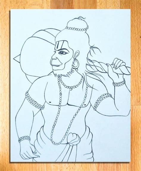 Lord Hanuman Pencil Drawing for Beginners | Easy Drawing | Bajarangbali Line Art | Mini canvas ...